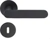 A black door handle set with a flat rosette and a keyhole escutcheon. Produktbild-Vorschau
