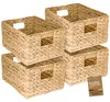 Aufbewahrungskorb faltbarer Korb geflochten aus Wasserhyazinthe Seegras 4er Set HMF 37241-S4 Größe L 36 x 28 x 20 cm vorne Produktbild-Vorschau