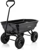A black garden cart with four wheels and a handle, shown against a white background. Náhled obrázku produktu