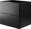 A black cabinet with fluted drawers and gold handles, shown from a three-quarter angle against a white background. Anteprima dell’immagine prodotto