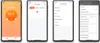A collage of four smartphone screens showing a smart thermostat app interface. Náhľad obrázku produktu