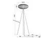 A technical drawing of a floor lamp with dimensions. Produktbild-Vorschau
