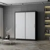 A modern bedroom or living room setting with a large sliding door wardrobe, a coffee table with a vase of flowers, and a bookshelf with decorative items. Voir les images du produit
