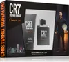 A gift set box for Cristiano Ronaldo CR7 Game On fragrance, featuring a bottle of eau de toilette and a shower gel, with an image of Cristiano Ronaldo on the side. Produktbild-Vorschau