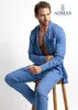 Klassischer gestreifter langer Pyjama für Herren (Blau) Produktbild-Vorschau 1