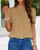 ASKSA Damen Chiffon Blusen Stehkragen Elegant Falten Produktbild-Vorschau 2