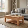 Couchtisch Kernbuche Massivholz 110x70 cm mit 2 Schubladen Produktbild-Vorschau 3