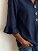 ASKSA Damen Bluse Musselin Tshirt V-Ausschnitt 3/4 aermel Produktbild-Vorschau 4