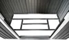 Interior view of a shed or structure, looking upwards towards the roof opening with a metal frame. Produktbild-Vorschau