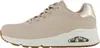 Side view of a beige Skechers Uno Shimmer Away sneaker. Produktbild-Vorschau