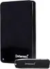A black external hard drive and a black USB flash drive are shown against a white background. Produktbild-Vorschau