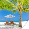 MuchoWow® Poster Palme - Strandkorb - Sonnenschirm 75x75 cm Produktbild-Vorschau 1