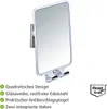 A chrome-finished mirror with two integrated hooks, presented against a white background with descriptive text and a logo. Anteprima dell’immagine prodotto