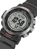 A close-up, angled shot of a digital wristwatch. Voir les images du produit
