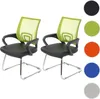 Two conference chairs with green mesh backs and black seats on a white background, with color swatches to the right. Produktbild-Vorschau