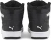 The back view of two black Puma high-top sneakers with white soles and white Puma logos. Produktbild-Vorschau