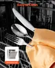 Cutlery in a dishwasher rack, with a small inset image of a dishwasher. Produktbild-Vorschau