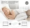 A young girl sleeping in a bed, with diagrams illustrating the bed's components and assembly. Náhled obrázku produktu