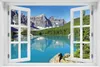 Wallario Poster mit Fenster-Illusion: Tiefblauer See mit Produktbild-Vorschau 1