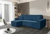 A blue sectional sofa with a chaise lounge is shown in a modern living room setting. Voir les images du produit