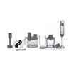A collection of kitchen blender attachments and a blender base are displayed on a white background. Anteprima dell’immagine prodotto