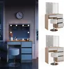 A collage of a vanity table with LED lights and a stool, shown in two different perspectives. Náhled obrázku produktu