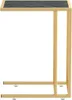 A black marble top side table with gold metal legs, shown against a white background. Podgląd zdjęcia produktu