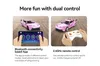 Two images showing a pink toy sports car, one controlled by a smartphone app and the other by a remote control. Voir les images du produit