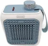A white and blue De'Longhi mini fan heater. Voir les images du produit
