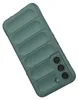 A green phone case with a ribbed texture and a camera cutout. Produktbild-Vorschau