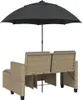 vidaXL Gartensofa 2-Sitzer Sonnenschirm und Hocker Beige Produktbild-Vorschau 6