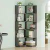 A corner bookshelf filled with decorative items and boxes. Produktbild-Vorschau