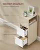 A narrow bedside table with two drawers and an open shelf, placed against a wall. Produktbild-Vorschau