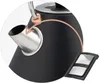 A close-up view of a black electric kettle's spout and a removable filter. Voir les images du produit