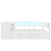 A white bed frame with integrated storage drawers and an illuminated headboard. Podgląd zdjęcia produktu