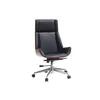 Miliboo - Design-Bürosessel dunkles Holz und Schwarz CURVED Produktbild-Vorschau 3