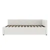 A white daybed with a hexagonal patterned headboard is shown from the side against a white background. Podgląd zdjęcia produktu