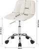 A cream-colored office stool with dimensions indicated by lines and text. Produktbild-Vorschau