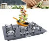 A collage showing a person chopping vegetables, vegetables falling into a pan, and a gas cooktop. Náhled obrázku produktu