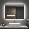 A modern bathroom vanity with a sink and a large LED mirror. Anteprima dell’immagine prodotto