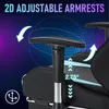 Close-up of a gaming chair's adjustable armrest with graphical overlays indicating features. Podgląd zdjęcia produktu
