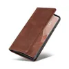 A brown leather flip case for a smartphone is shown against a white background. Produktbild-Vorschau
