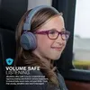 A young girl wearing headphones and glasses, looking to the side. Produktbild-Vorschau