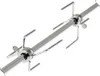 A stainless steel rotisserie spit with two sets of forks, designed for grilling meat. Podgląd zdjęcia produktu