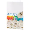 A greeting card with a beach theme, featuring shells and a colorful mosaic pattern. Anteprima dell’immagine prodotto