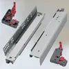 A pair of drawer slides and their mounting brackets are displayed against a light gray background. Produktbild-Vorschau