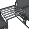 A close-up view of a gray outdoor furniture set, showing a slatted table attached to a sofa. Produktbild-Vorschau