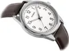 A close-up studio shot of a Casio watch with a white face and brown leather strap. Produktbild-Vorschau