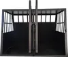 A double dog crate with a metal frame and black interior, shown from the front. Produktbild-Vorschau