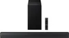 A black soundbar, subwoofer, and remote control are displayed against a white background. Náhled obrázku produktu